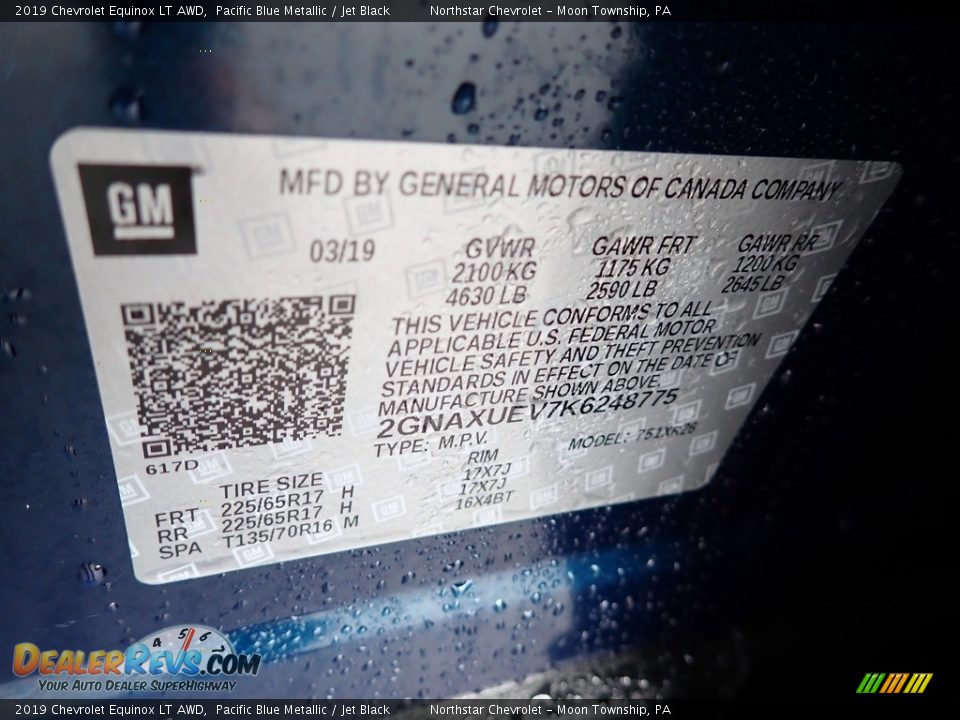 2019 Chevrolet Equinox LT AWD Pacific Blue Metallic / Jet Black Photo #28