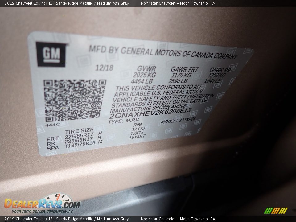 2019 Chevrolet Equinox LS Sandy Ridge Metallic / Medium Ash Gray Photo #28