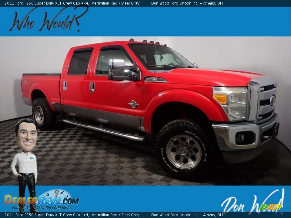 2011 Ford F250 Super Duty XLT Crew Cab 4x4 Vermillion Red / Steel Gray Photo #1
