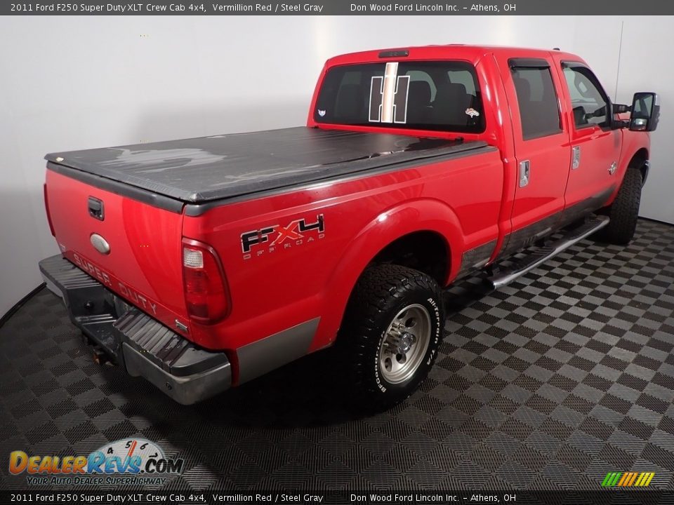 2011 Ford F250 Super Duty XLT Crew Cab 4x4 Vermillion Red / Steel Gray Photo #11