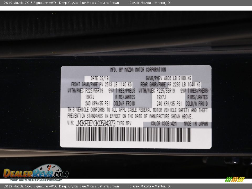 2019 Mazda CX-5 Signature AWD Deep Crystal Blue Mica / Caturra Brown Photo #20