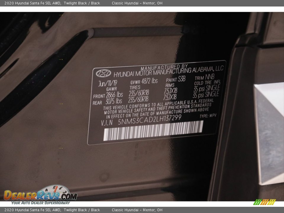 2020 Hyundai Santa Fe SEL AWD Twilight Black / Black Photo #19