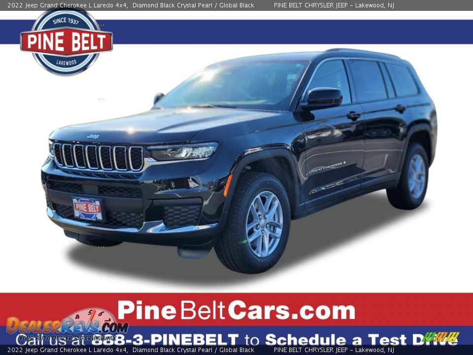 2022 Jeep Grand Cherokee L Laredo 4x4 Diamond Black Crystal Pearl / Global Black Photo #1