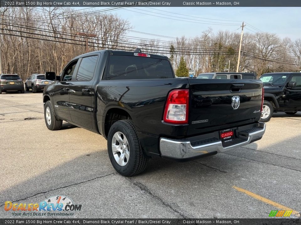 2022 Ram 1500 Big Horn Crew Cab 4x4 Diamond Black Crystal Pearl / Black/Diesel Gray Photo #9