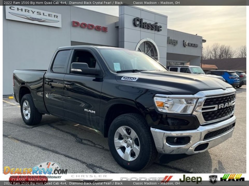 2022 Ram 1500 Big Horn Quad Cab 4x4 Diamond Black Crystal Pearl / Black Photo #1
