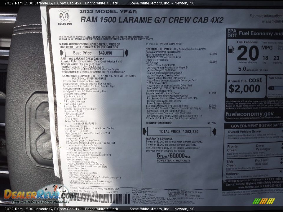 2022 Ram 1500 Laramie G/T Crew Cab 4x4 Window Sticker Photo #31