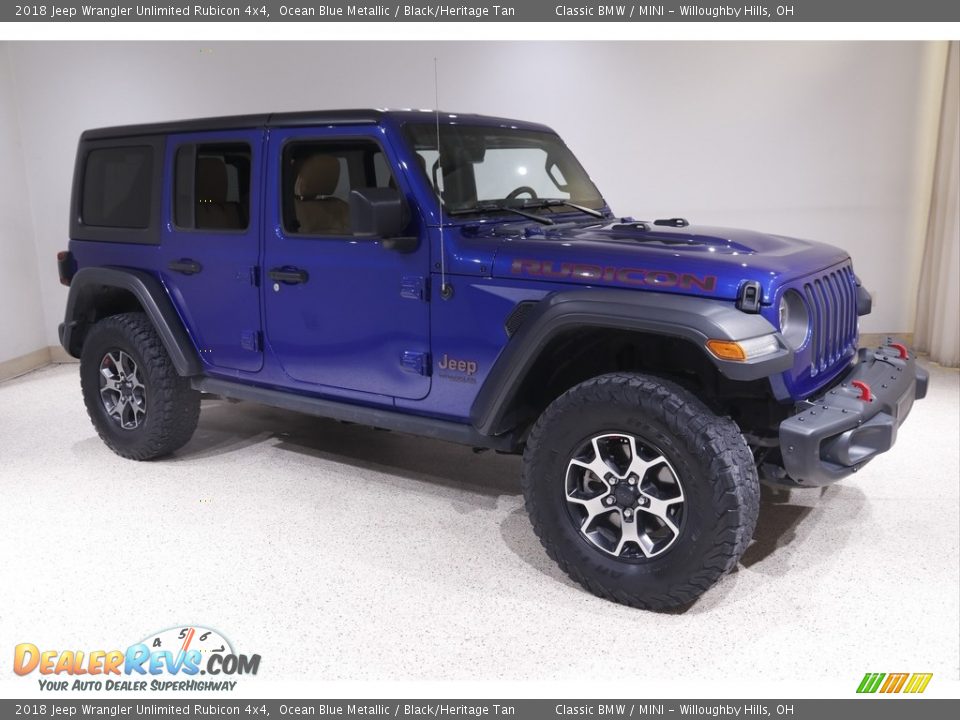 2018 Jeep Wrangler Unlimited Rubicon 4x4 Ocean Blue Metallic / Black/Heritage Tan Photo #1