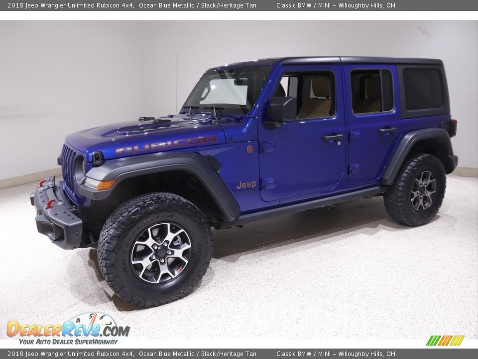 2018 Jeep Wrangler Unlimited Rubicon 4x4 Ocean Blue Metallic / Black/Heritage Tan Photo #3