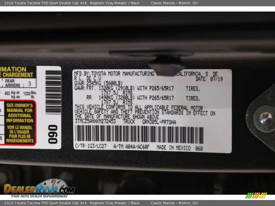 2019 Toyota Tacoma TRD Sport Double Cab 4x4 Magnetic Gray Metallic / Black Photo #22
