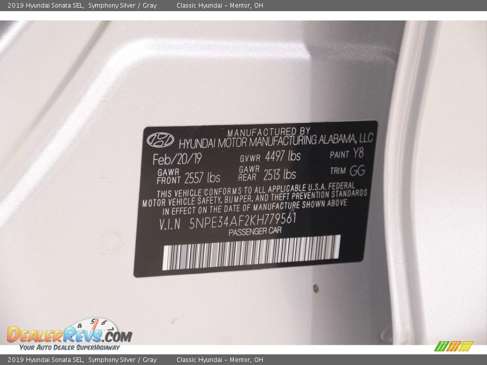 2019 Hyundai Sonata SEL Symphony Silver / Gray Photo #19