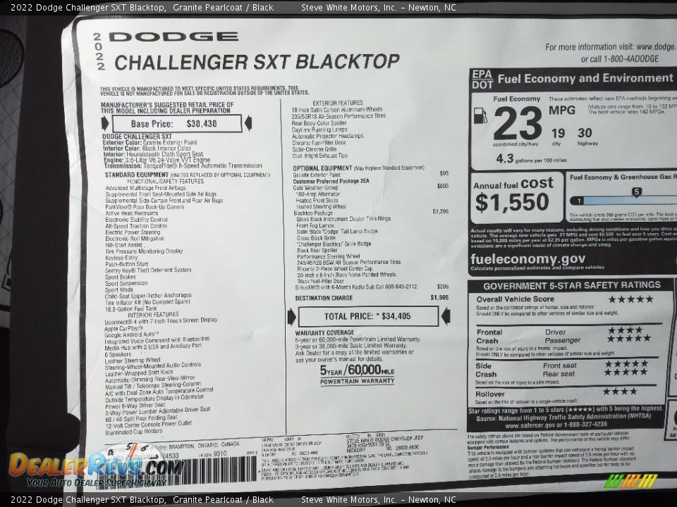 2022 Dodge Challenger SXT Blacktop Granite Pearlcoat / Black Photo #26