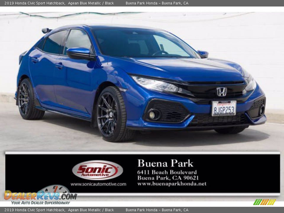 2019 Honda Civic Sport Hatchback Agean Blue Metallic / Black Photo #1