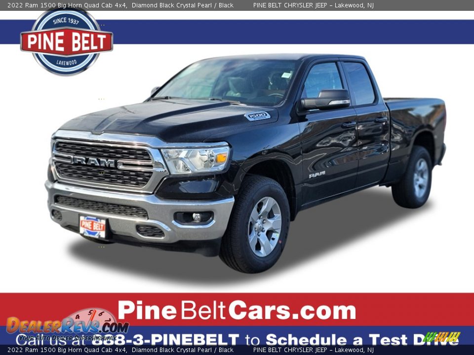 2022 Ram 1500 Big Horn Quad Cab 4x4 Diamond Black Crystal Pearl / Black Photo #1