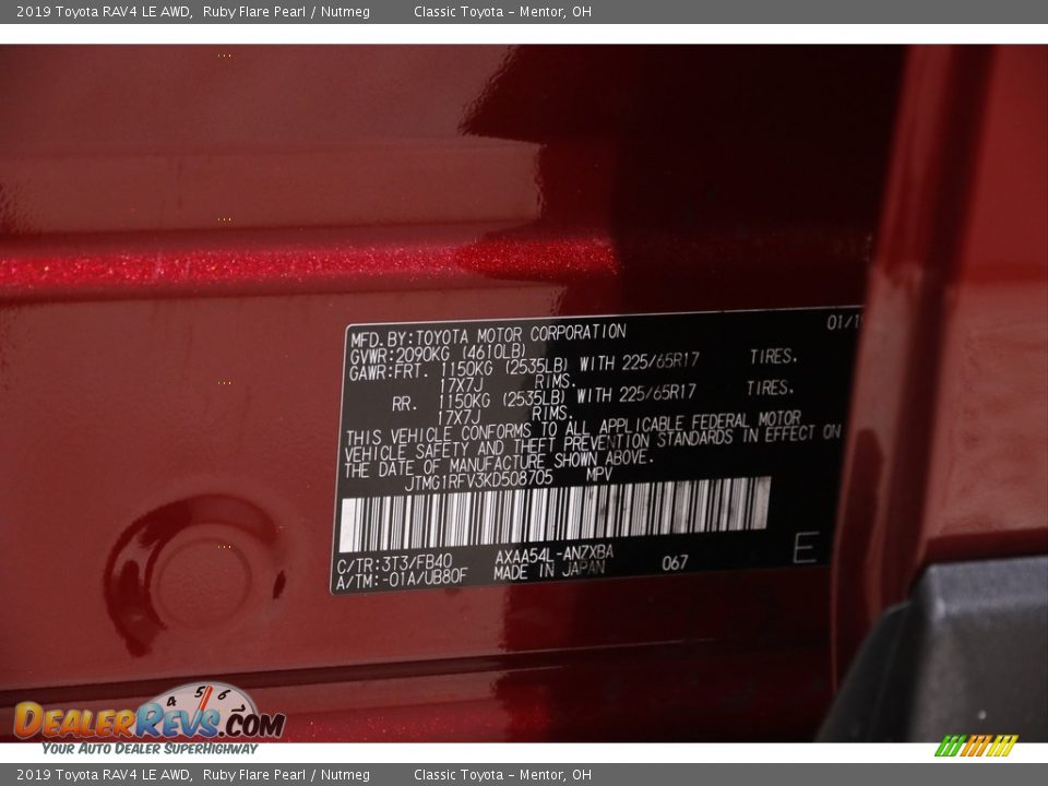 2019 Toyota RAV4 LE AWD Ruby Flare Pearl / Nutmeg Photo #19