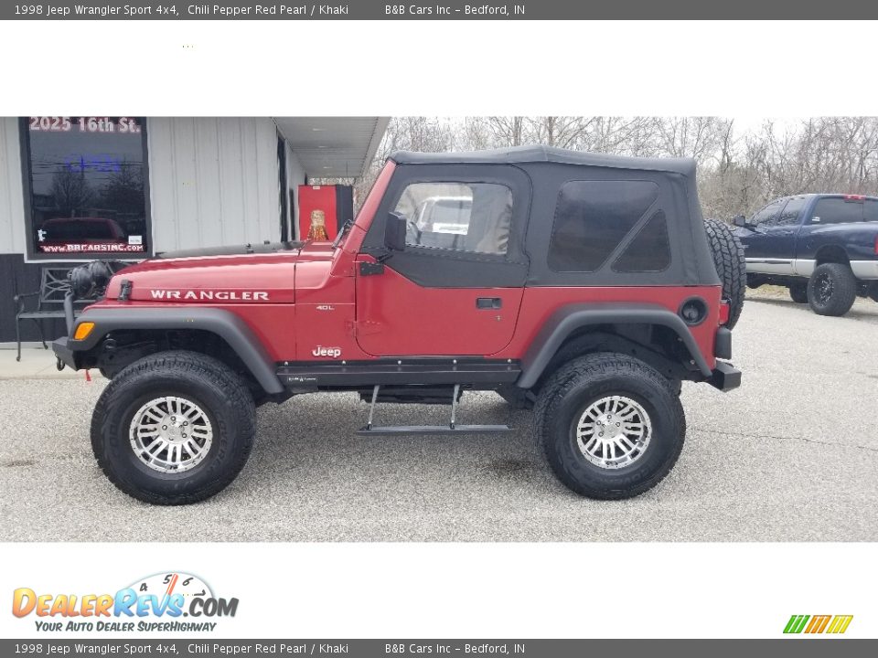 1998 Jeep Wrangler Sport 4x4 Chili Pepper Red Pearl / Khaki Photo #2