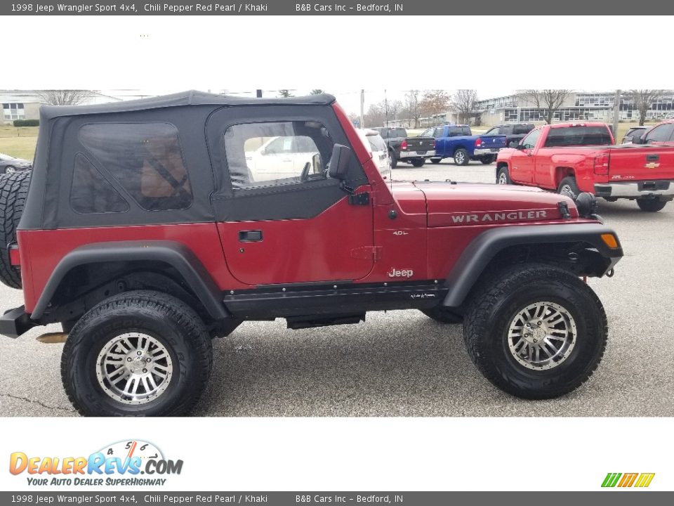 1998 Jeep Wrangler Sport 4x4 Chili Pepper Red Pearl / Khaki Photo #6