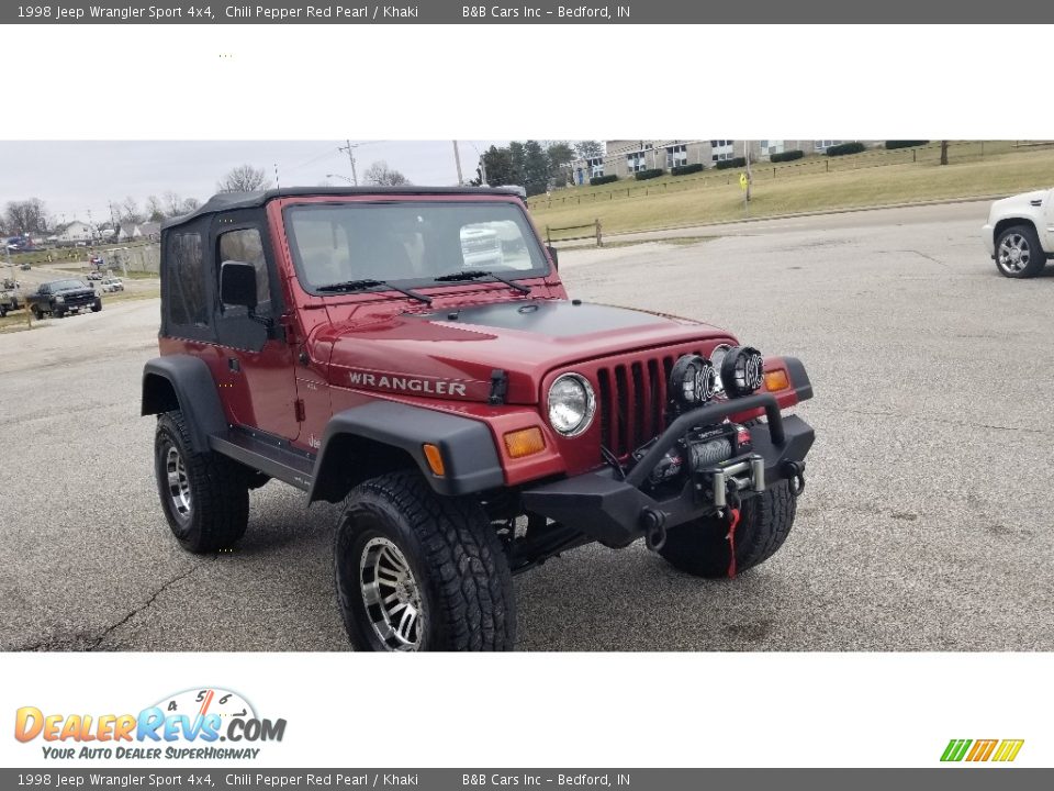 1998 Jeep Wrangler Sport 4x4 Chili Pepper Red Pearl / Khaki Photo #7