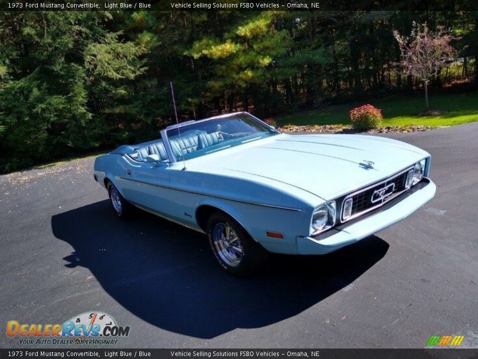 1973 Ford Mustang Convertible Light Blue / Blue Photo #4