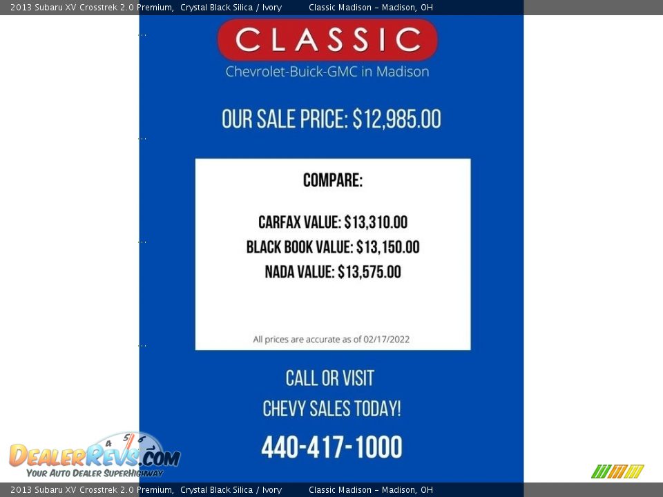 2013 Subaru XV Crosstrek 2.0 Premium Crystal Black Silica / Ivory Photo #19