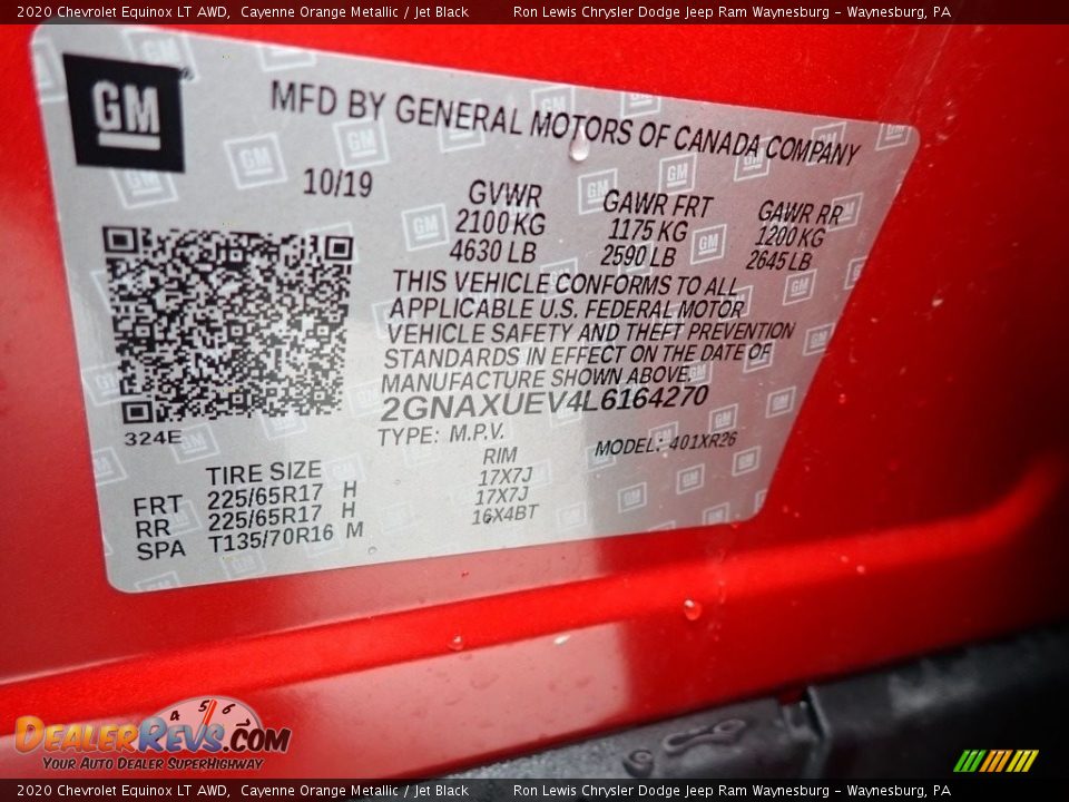 2020 Chevrolet Equinox LT AWD Cayenne Orange Metallic / Jet Black Photo #15