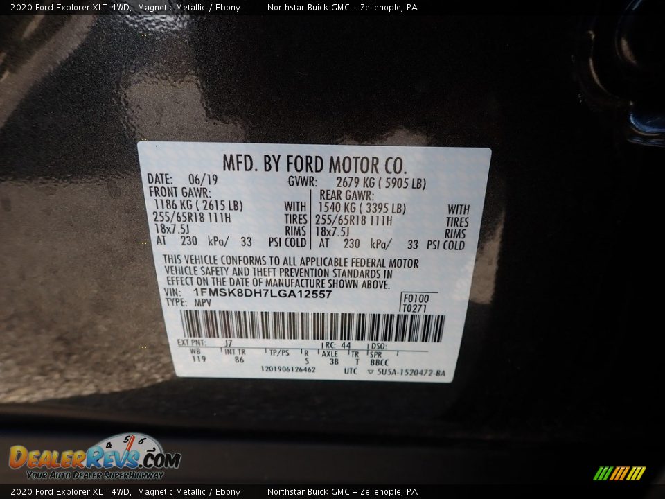2020 Ford Explorer XLT 4WD Magnetic Metallic / Ebony Photo #16
