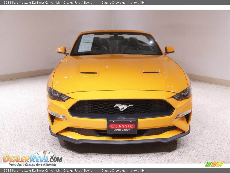 2018 Ford Mustang EcoBoost Convertible Orange Fury / Ebony Photo #3