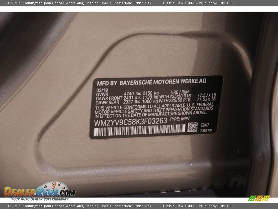 2019 Mini Countryman John Cooper Works All4 Melting Silver / Chesterfield British Oak Photo #22