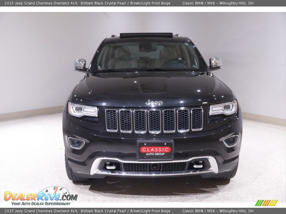 2015 Jeep Grand Cherokee Overland 4x4 Brilliant Black Crystal Pearl / Brown/Light Frost Beige Photo #2