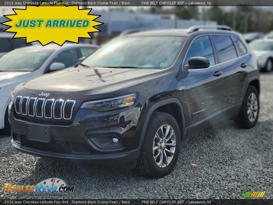 2019 Jeep Cherokee Latitude Plus 4x4 Diamond Black Crystal Pearl / Black Photo #1
