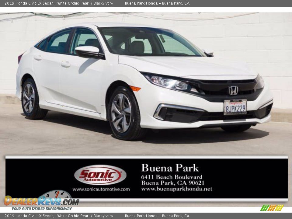 2019 Honda Civic LX Sedan White Orchid Pearl / Black/Ivory Photo #1