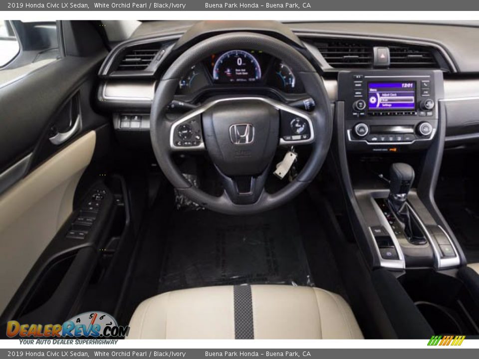 2019 Honda Civic LX Sedan White Orchid Pearl / Black/Ivory Photo #5