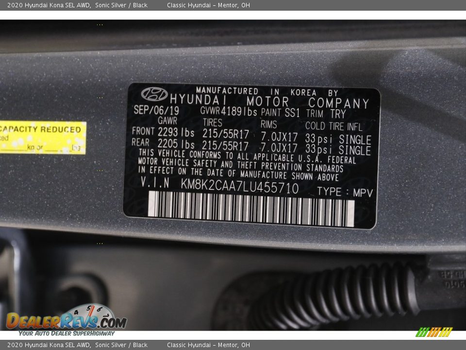 2020 Hyundai Kona SEL AWD Sonic Silver / Black Photo #19