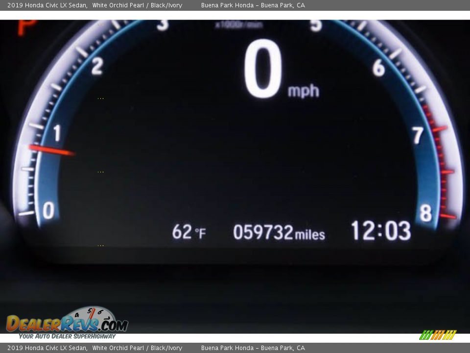 2019 Honda Civic LX Sedan White Orchid Pearl / Black/Ivory Photo #6