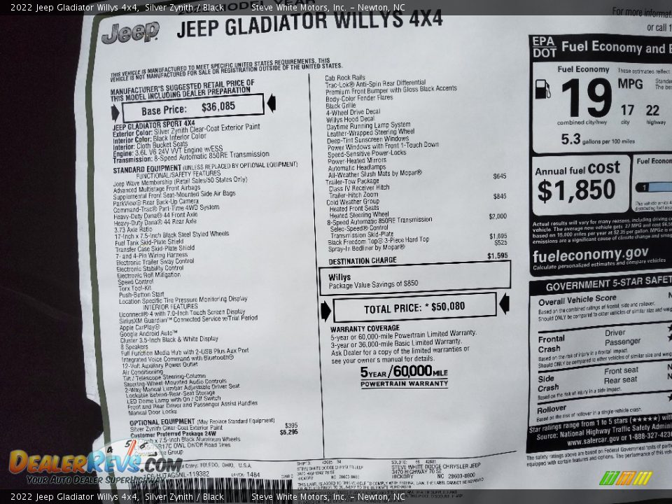 2022 Jeep Gladiator Willys 4x4 Silver Zynith / Black Photo #28