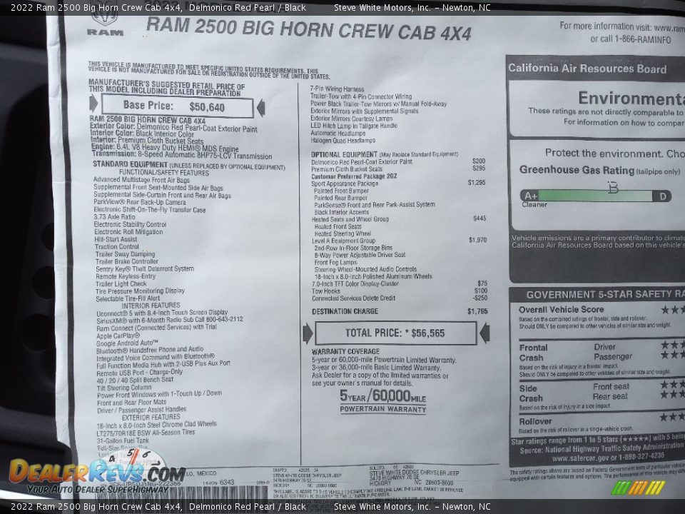 2022 Ram 2500 Big Horn Crew Cab 4x4 Delmonico Red Pearl / Black Photo #31