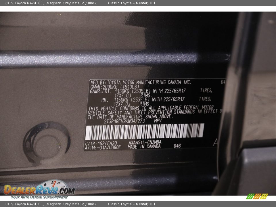 2019 Toyota RAV4 XLE Magnetic Gray Metallic / Black Photo #19