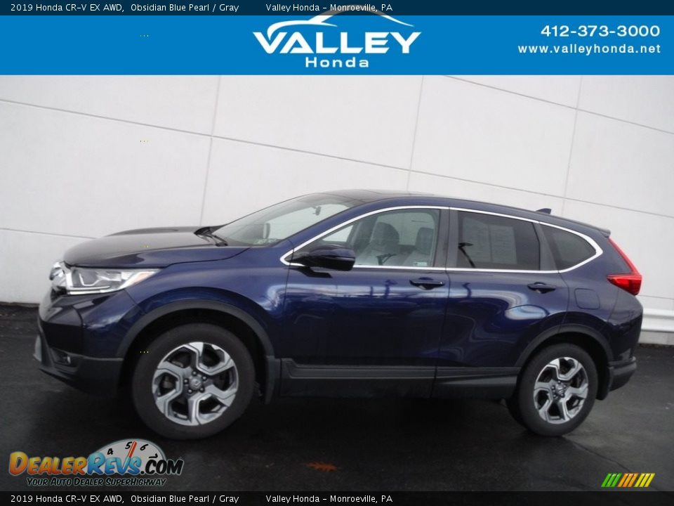 2019 Honda CR-V EX AWD Obsidian Blue Pearl / Gray Photo #2