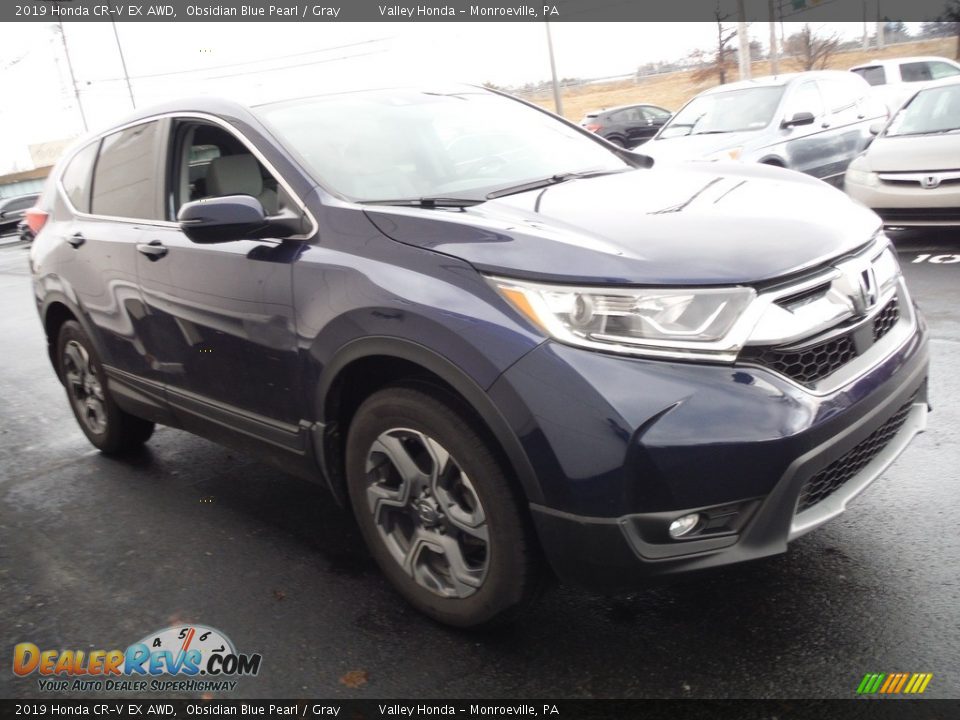 2019 Honda CR-V EX AWD Obsidian Blue Pearl / Gray Photo #6