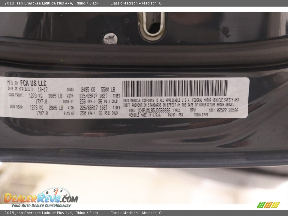 2018 Jeep Cherokee Latitude Plus 4x4 Rhino / Black Photo #23