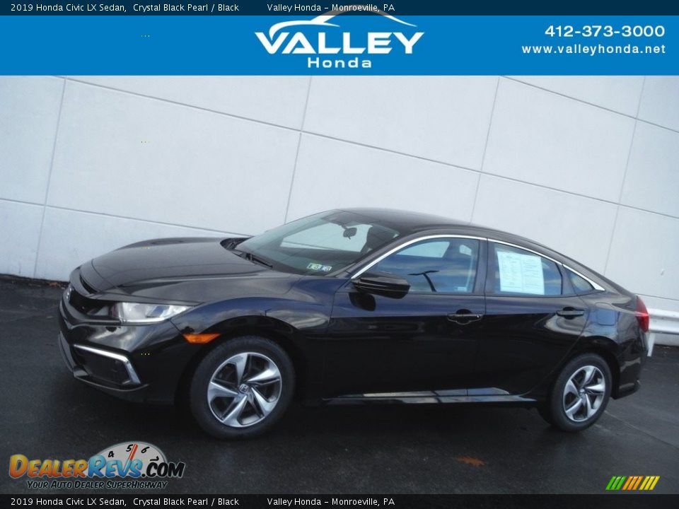 2019 Honda Civic LX Sedan Crystal Black Pearl / Black Photo #2