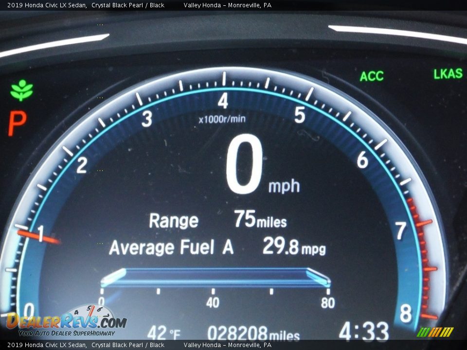 2019 Honda Civic LX Sedan Crystal Black Pearl / Black Photo #27