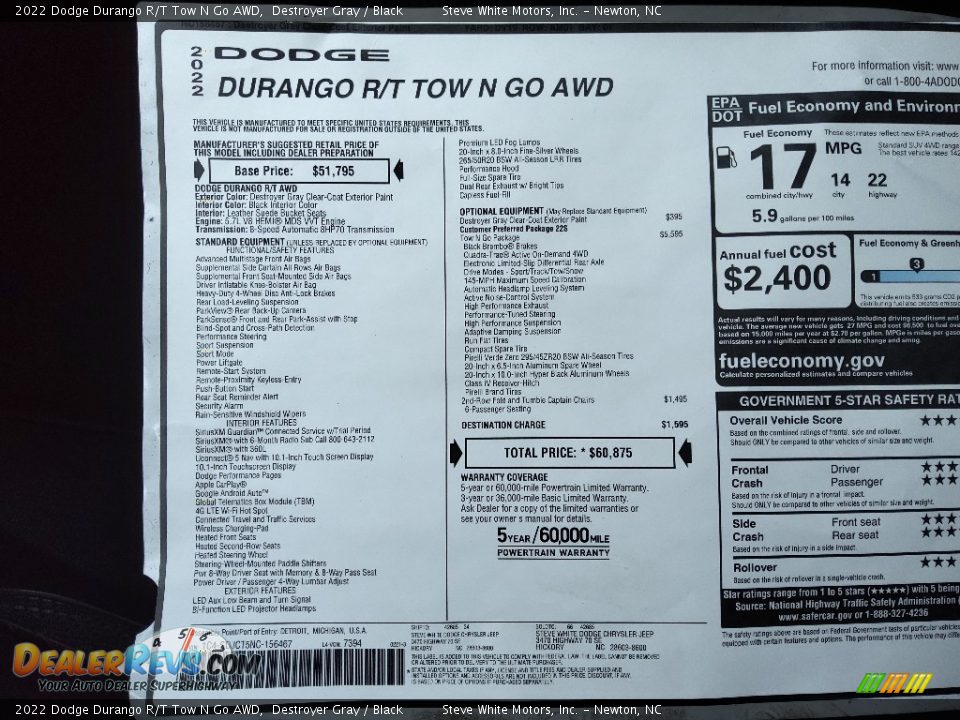 2022 Dodge Durango R/T Tow N Go AWD Destroyer Gray / Black Photo #31