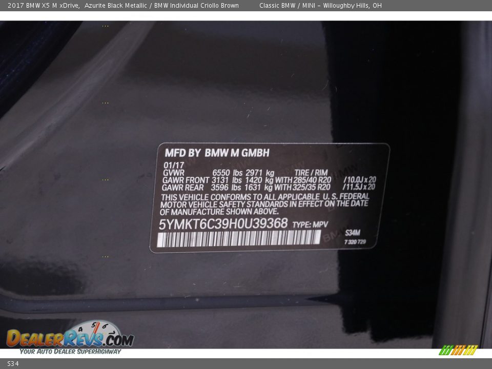 BMW Color Code S34 Azurite Black Metallic