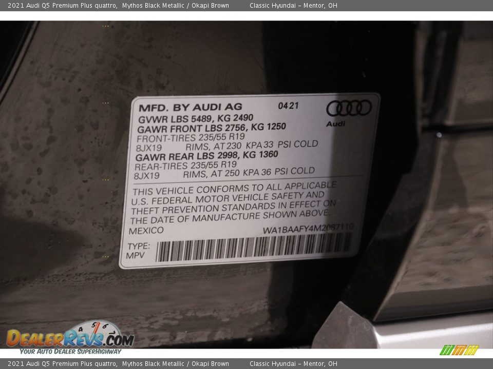 2021 Audi Q5 Premium Plus quattro Mythos Black Metallic / Okapi Brown Photo #23