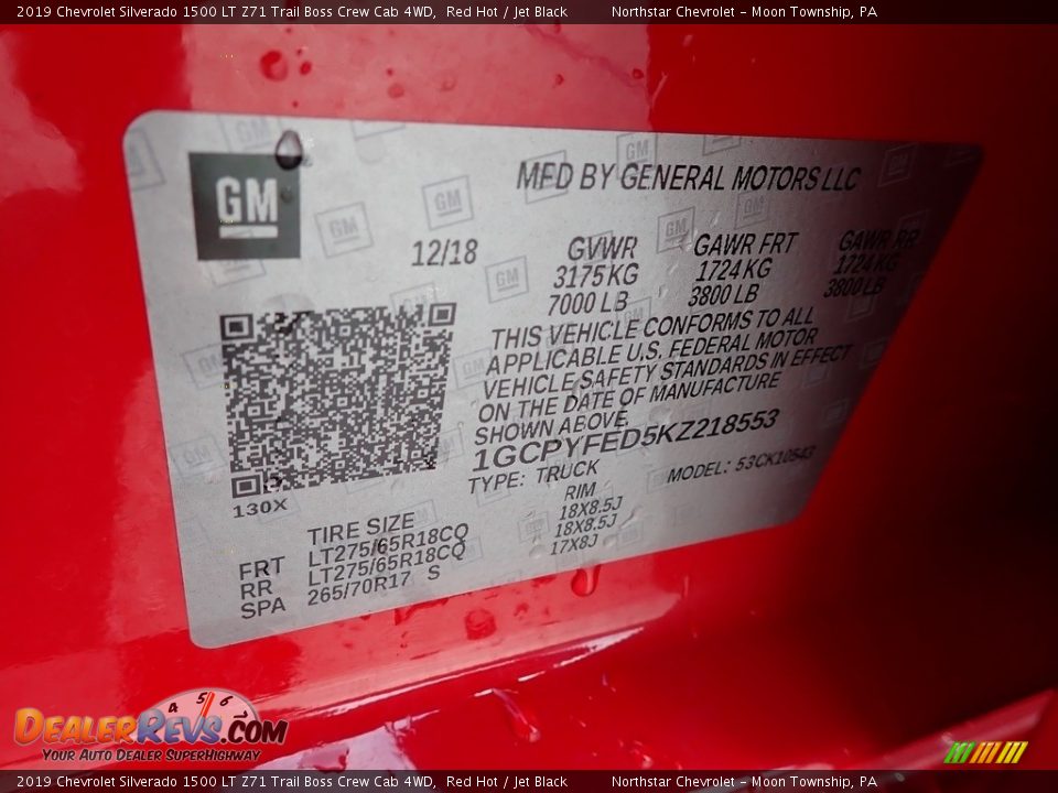 2019 Chevrolet Silverado 1500 LT Z71 Trail Boss Crew Cab 4WD Red Hot / Jet Black Photo #28