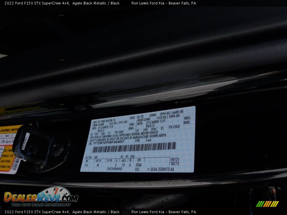 2022 Ford F150 STX SuperCrew 4x4 Agate Black Metallic / Black Photo #20