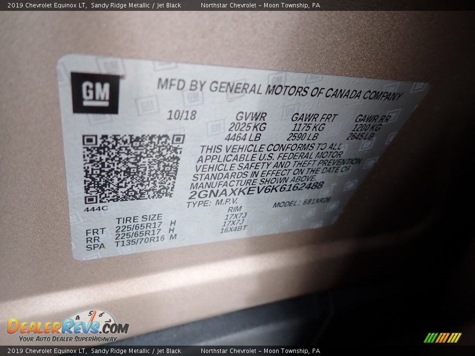 2019 Chevrolet Equinox LT Sandy Ridge Metallic / Jet Black Photo #28