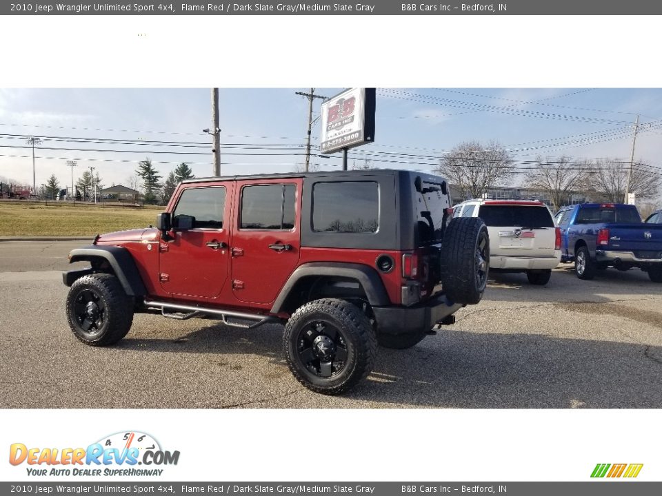 2010 Jeep Wrangler Unlimited Sport 4x4 Flame Red / Dark Slate Gray/Medium Slate Gray Photo #2