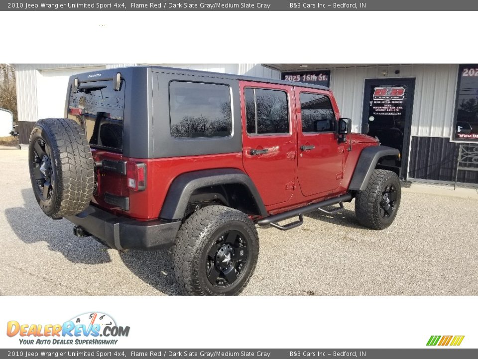 2010 Jeep Wrangler Unlimited Sport 4x4 Flame Red / Dark Slate Gray/Medium Slate Gray Photo #3