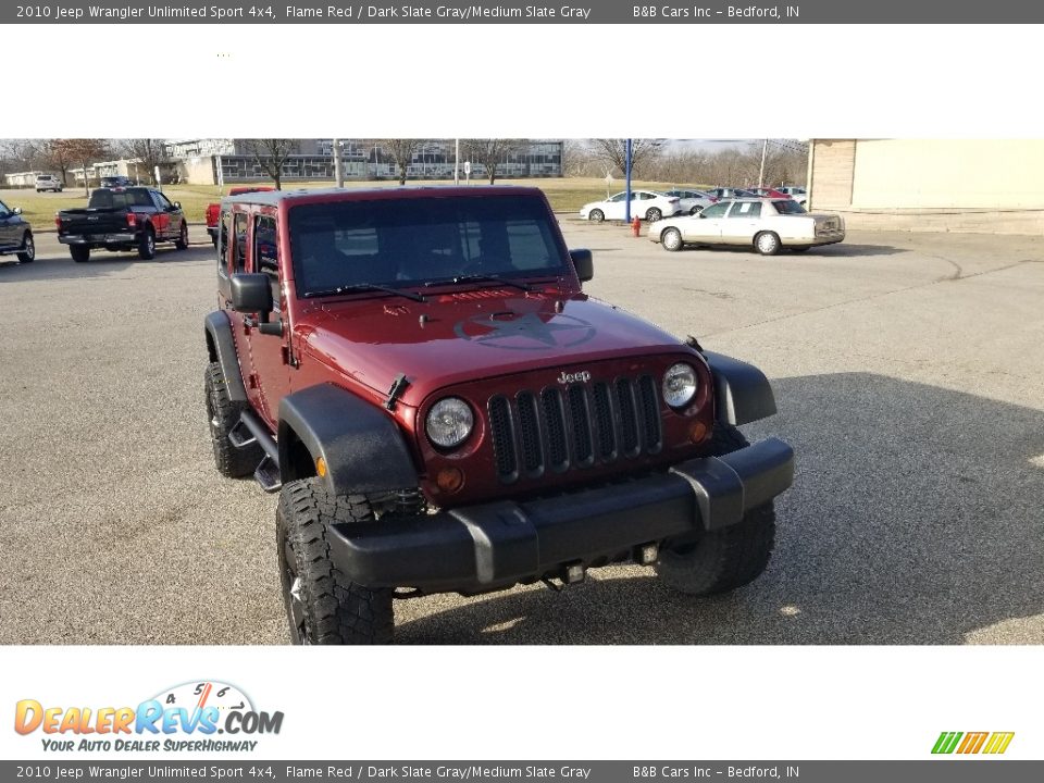 2010 Jeep Wrangler Unlimited Sport 4x4 Flame Red / Dark Slate Gray/Medium Slate Gray Photo #6